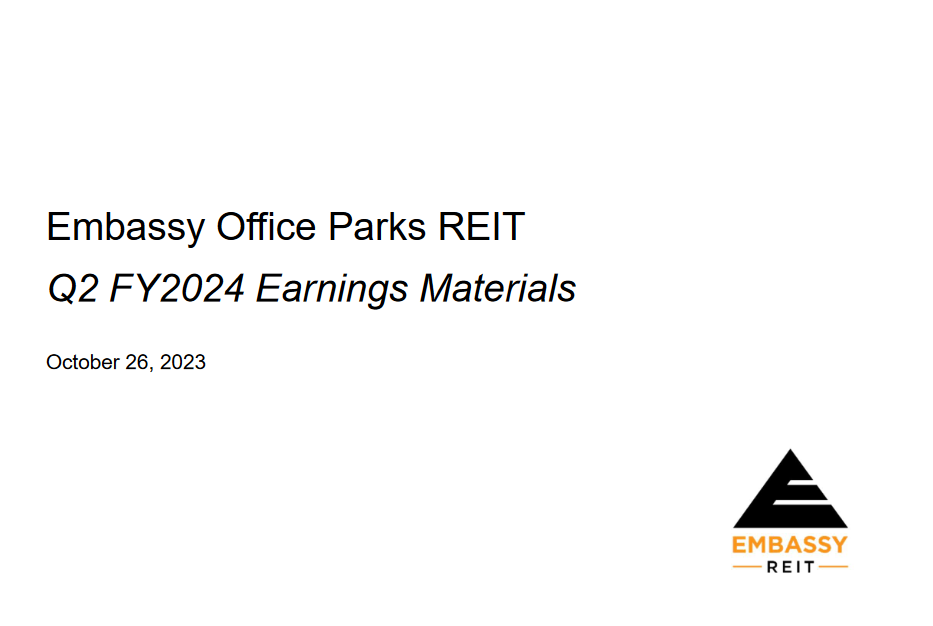 Embassy REIT Reports Strong Operating and Financial Results for 2Q FY2024