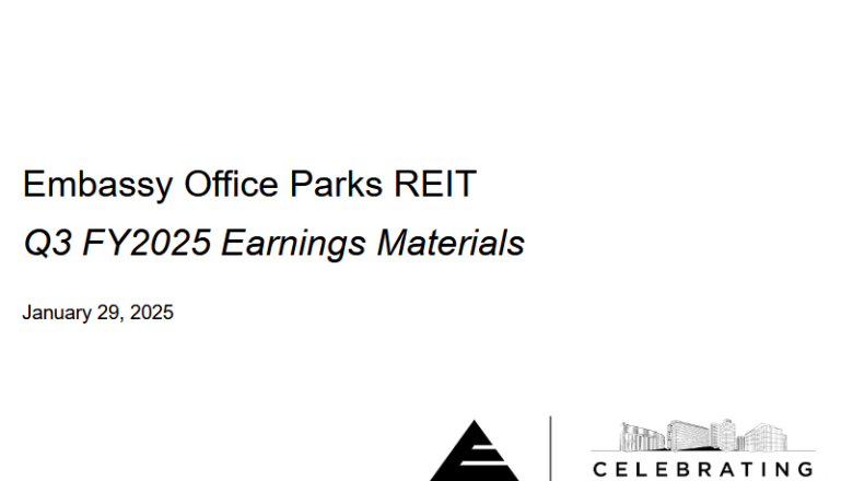 Embassy REIT Grows Distributions by 13% YoY and Delivers Highest-Ever Quarterly Revenues and NOI for 3Q FY2025